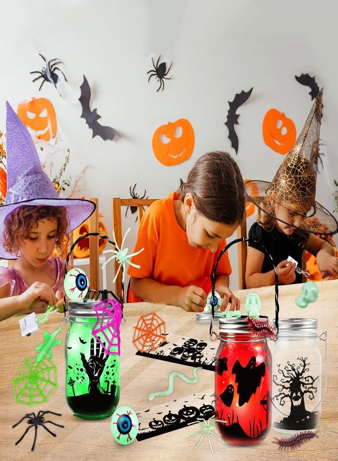 AuroTops Halloween Crafts for Kids,8 Pack Halloween Mason Jar Kit with Accessories for Kids DIY Kit,Art Activities Gifts for Kid Party Favors Decorations for Classroom,Trick or Treat Toy - Image 4